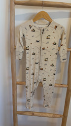 Construction Small Ribbed Zip Romper