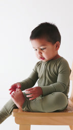 Olive Small Ribbed Zip Romper