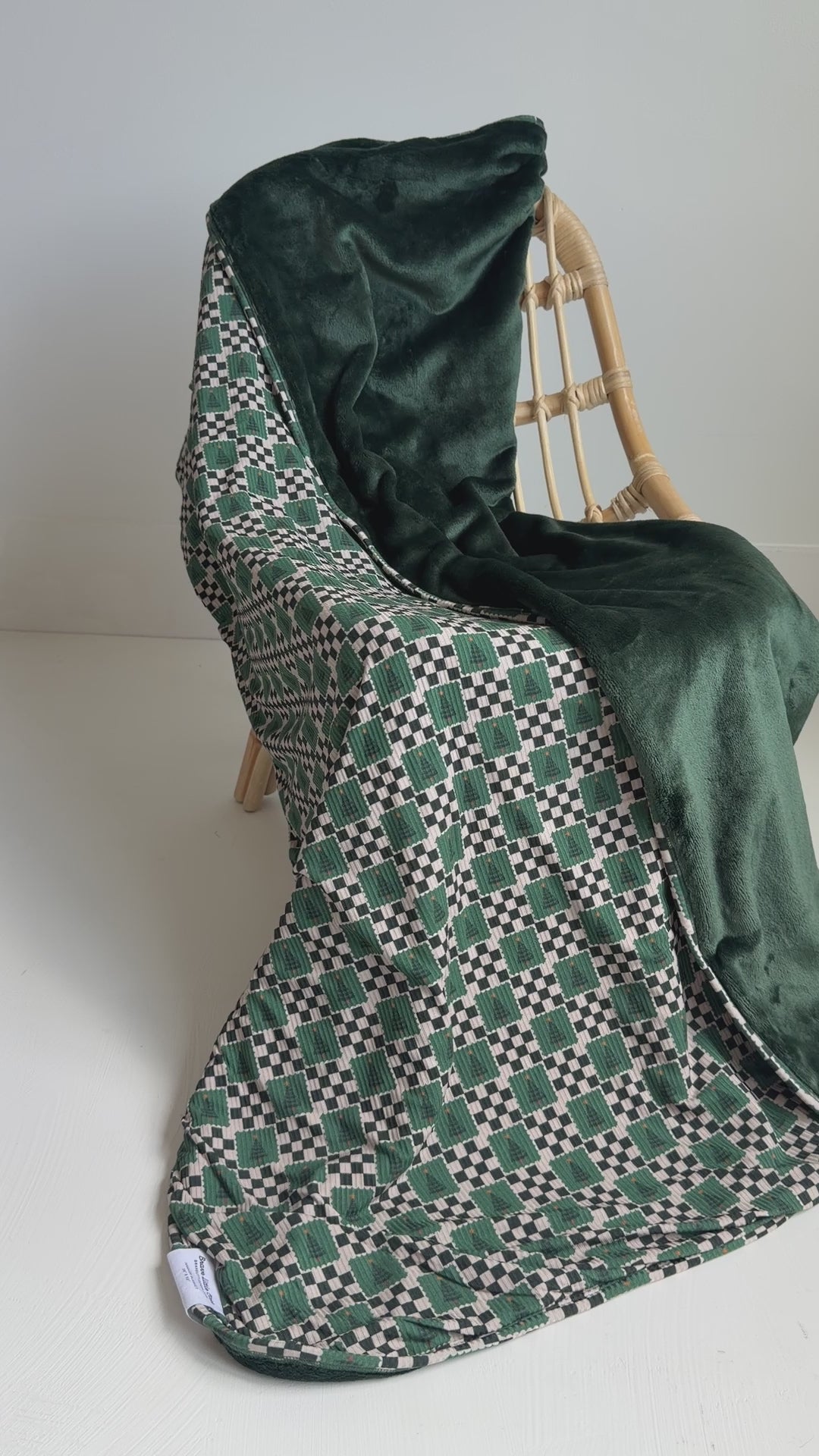 Checkered Christmas Trees Small Ribbed Toddler Blanket