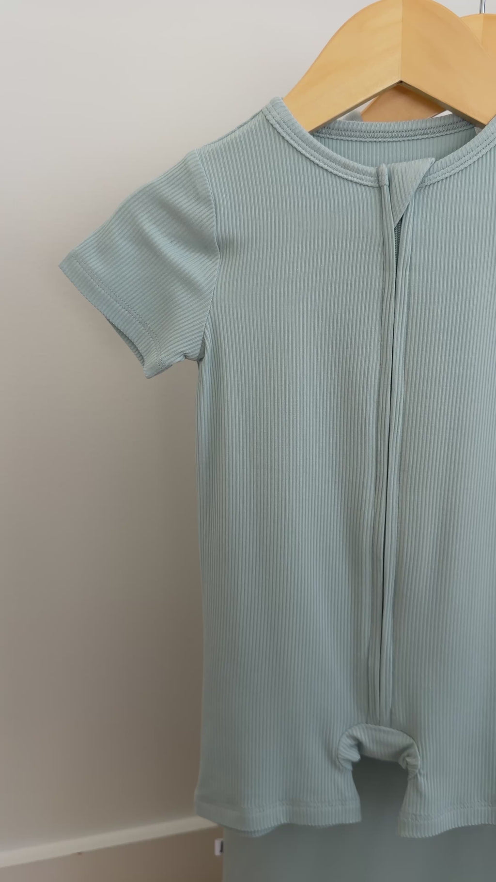 Harbor Blue Small Ribbed Summer Zip Romper