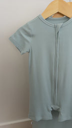 Harbor Blue Small Ribbed Summer Zip Romper