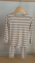 Tan Wide Stripe Small Ribbed Two-Piece Set