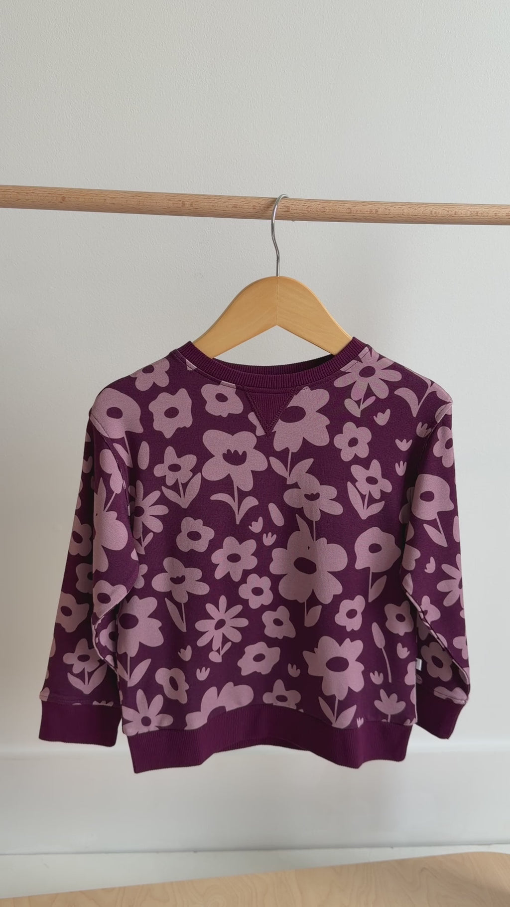 Deep Plum Floral Bamboo French Terry Pullover & Jogger Set