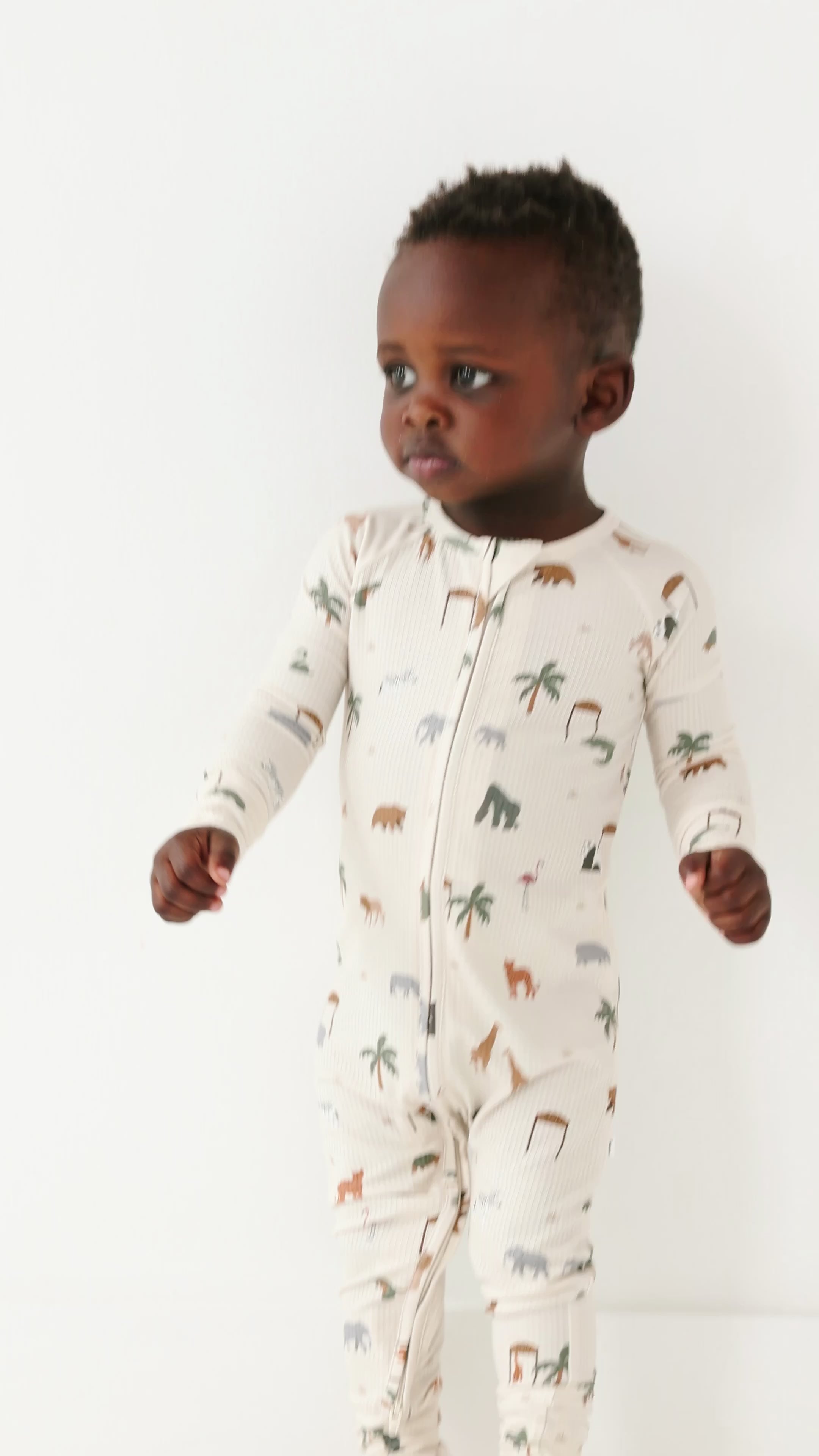 Zoo Day Small Ribbed Zip Romper