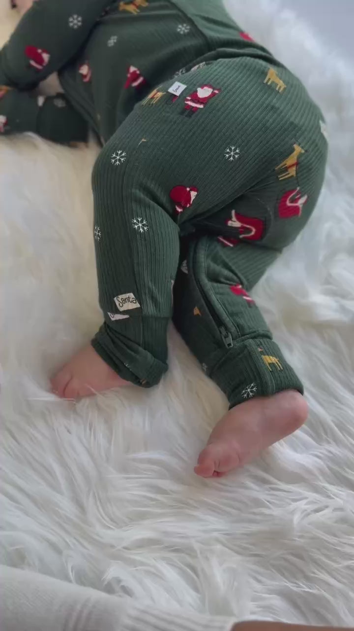 Santa Small Ribbed Zip Romper