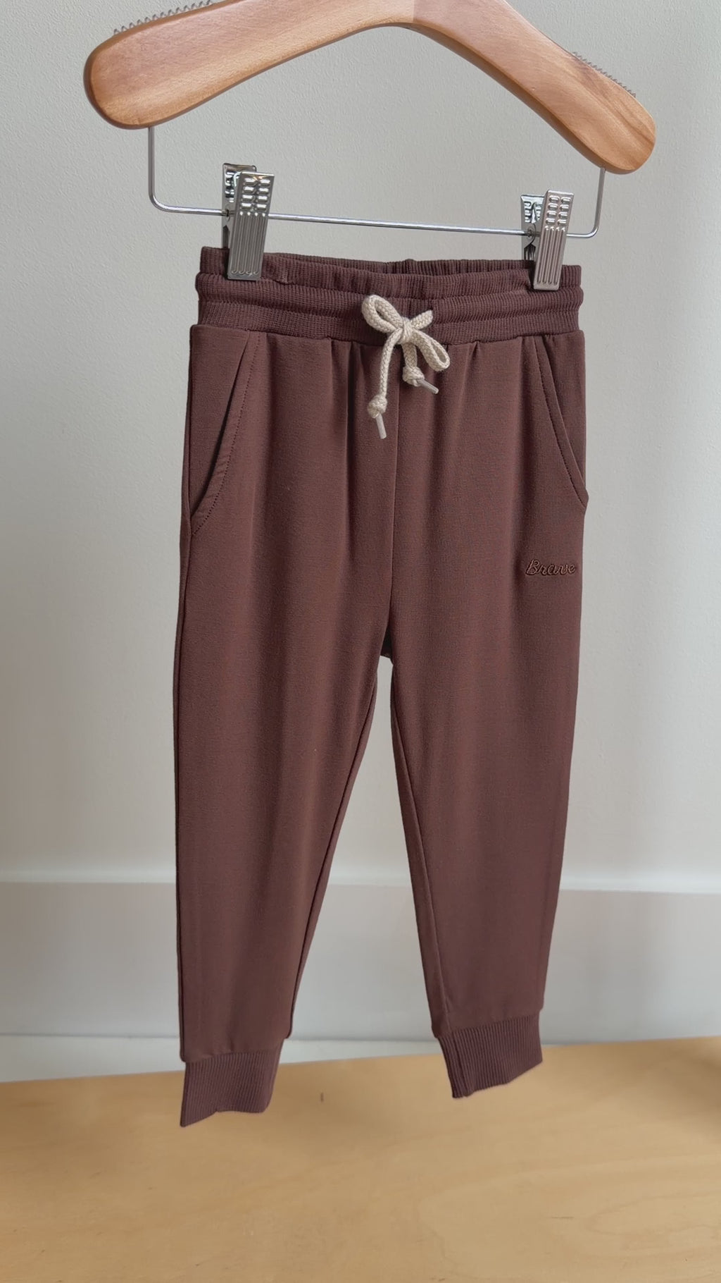 Brown Vertical Stripe Bamboo French Terry Pullover & Jogger Set