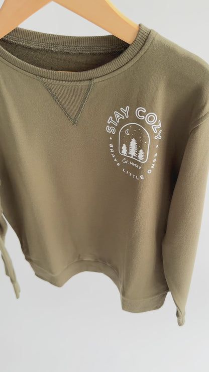 Stay Cozy Beetle Olive French Terry Pullover