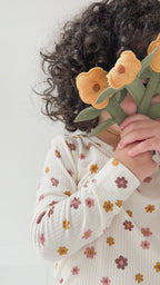 Pink Daisies Small Ribbed Two-Piece Set