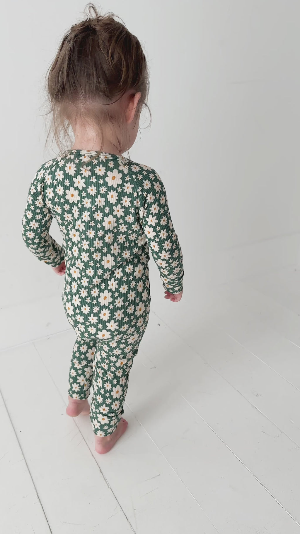 Green Floral Small Ribbed Zip Romper