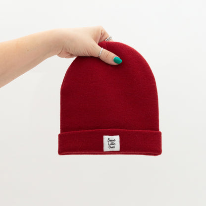 Berry Red Bamboo Knit Beanie