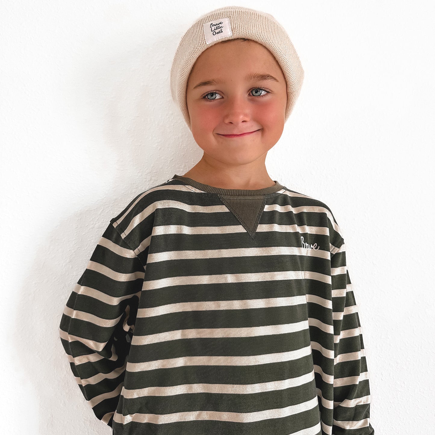 Green Stripe with Brave French Terry Pullover