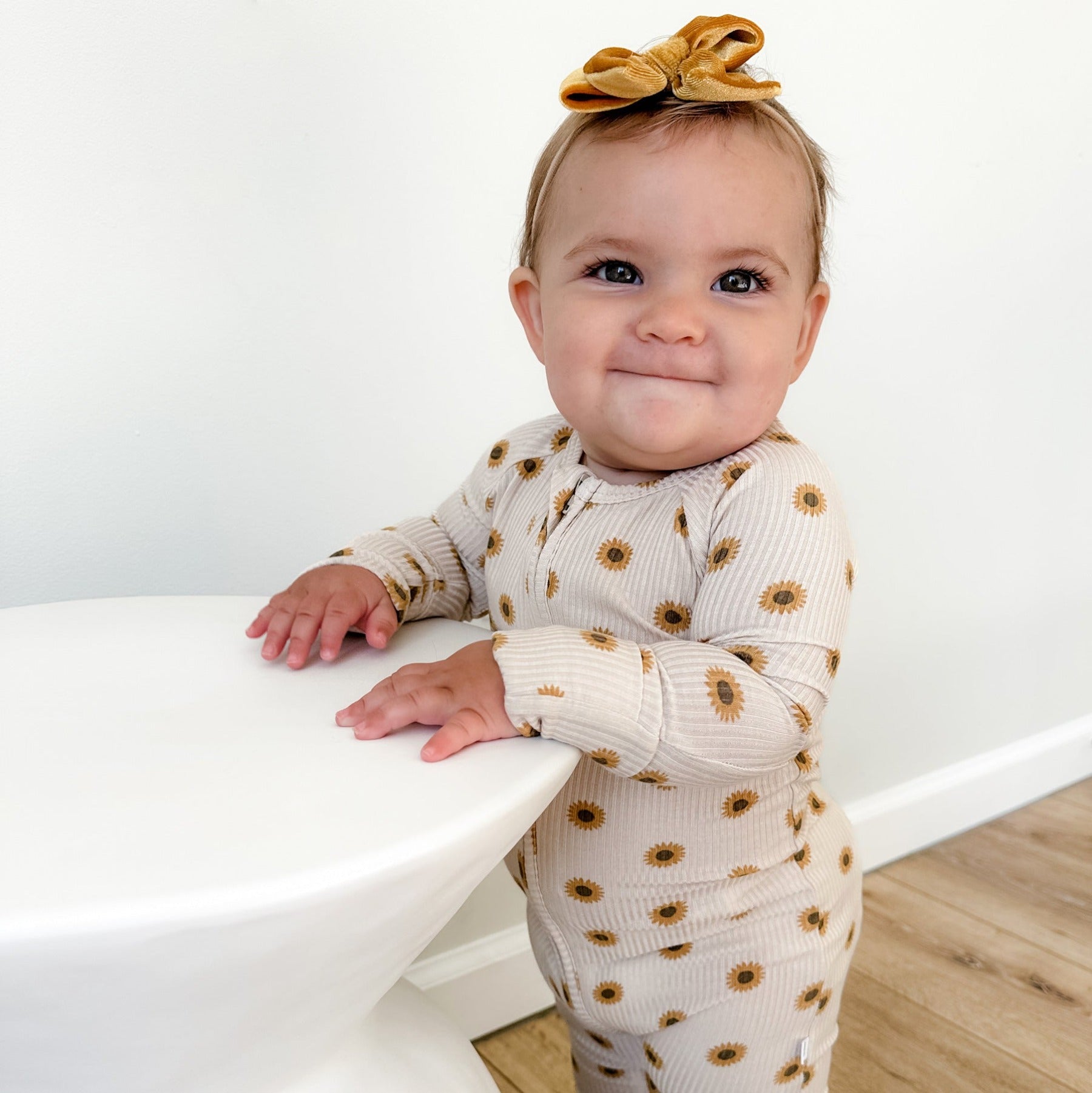 Sunflowers Small Ribbed Zip Romper