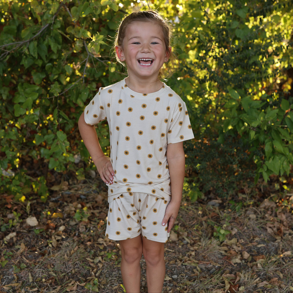Sunflowers Small Ribbed Shorts Two-Piece Set
