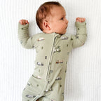 Trash Trucks Small Ribbed Zip Romper