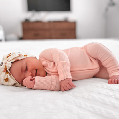 Ballet Pink Small Ribbed Zip Romper