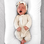 Cream Small Ribbed Zip Romper