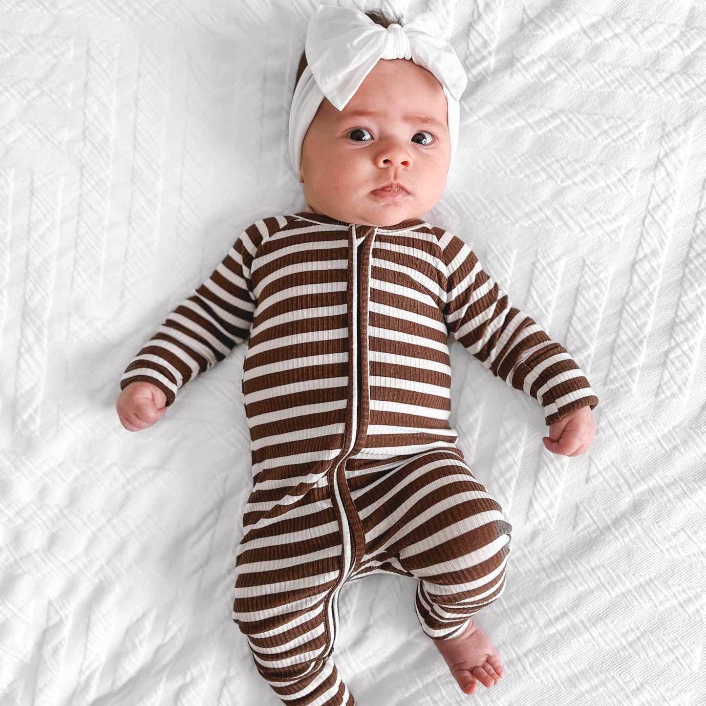 Pinecone Big Stripe Ribbed Zip Romper