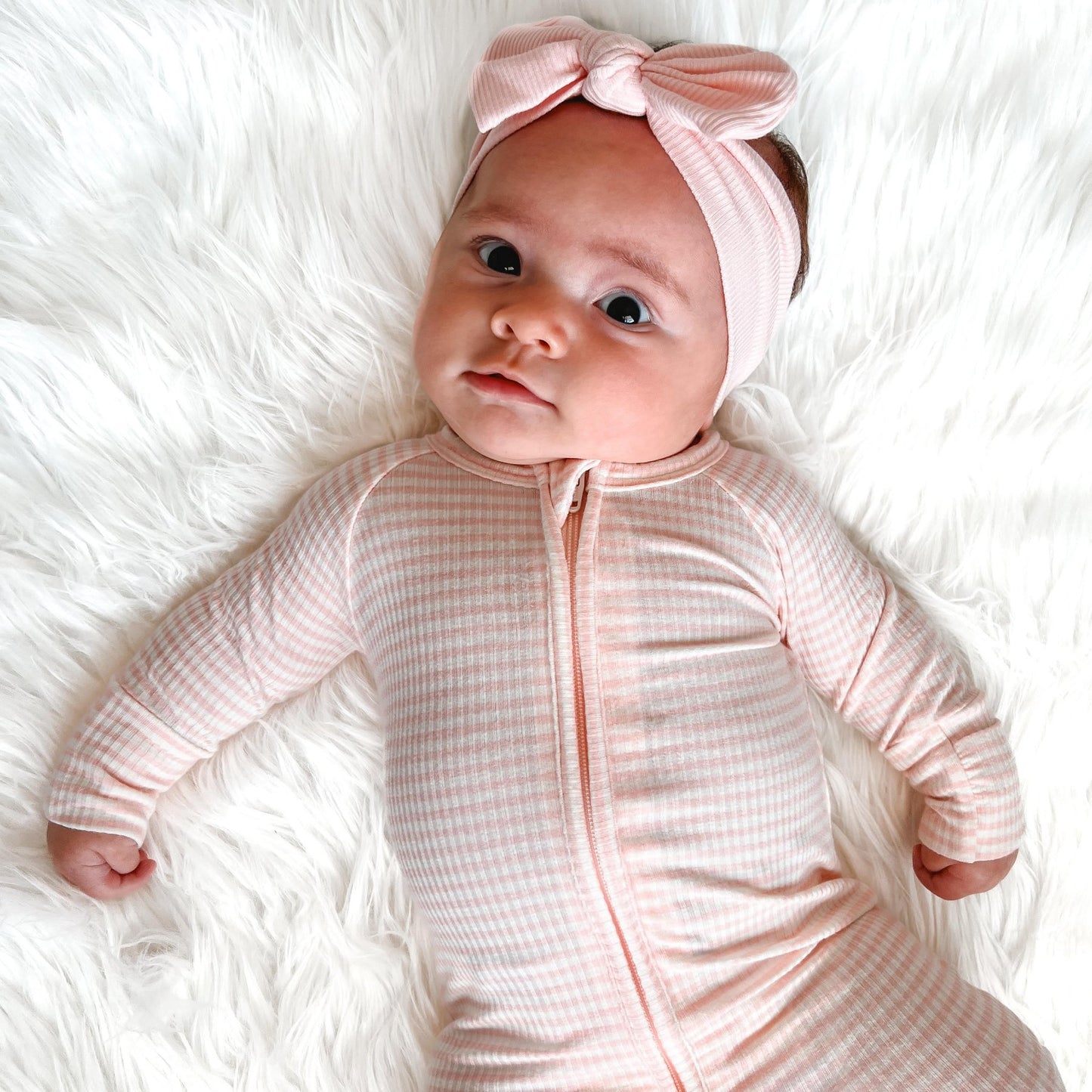 Pink Small Stripe Ribbed Zip Romper