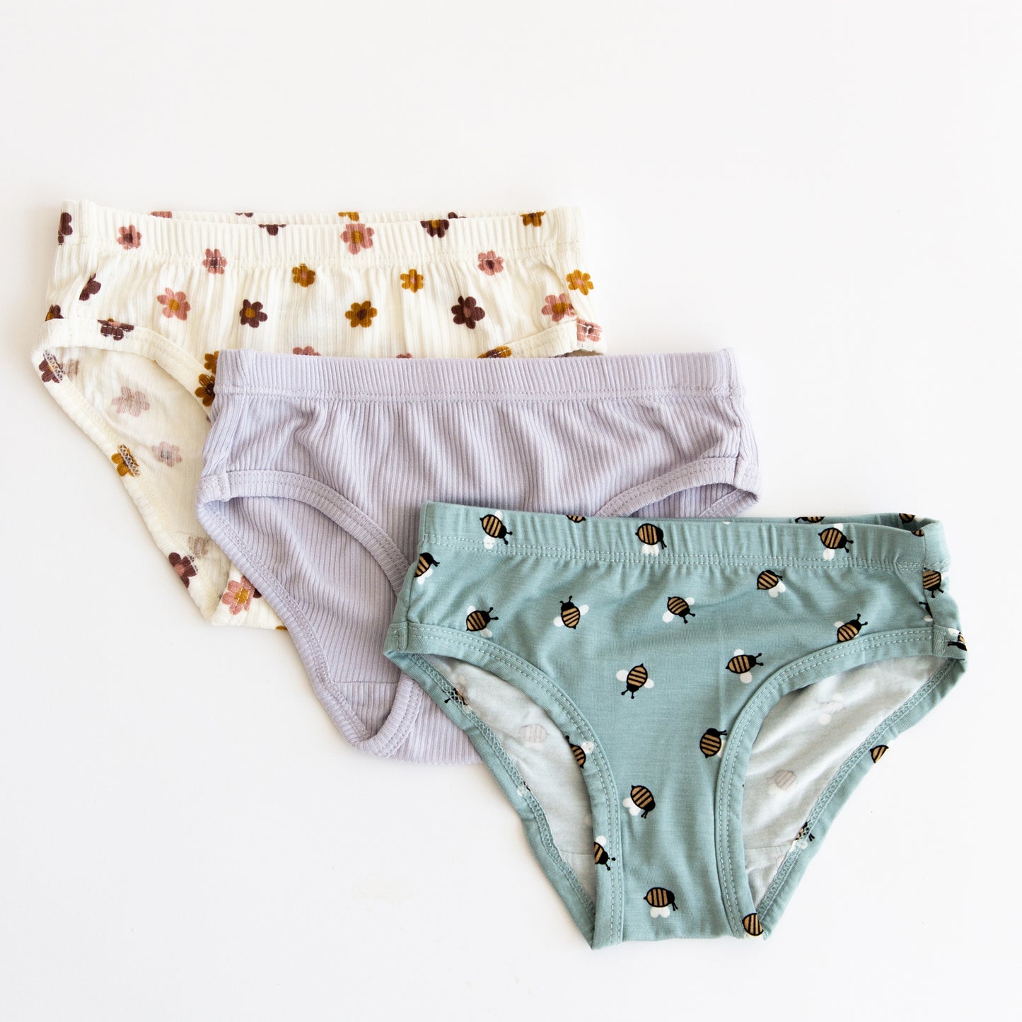 Blue Bees, Pink Daisies, Lilac Underwear 3 Pack