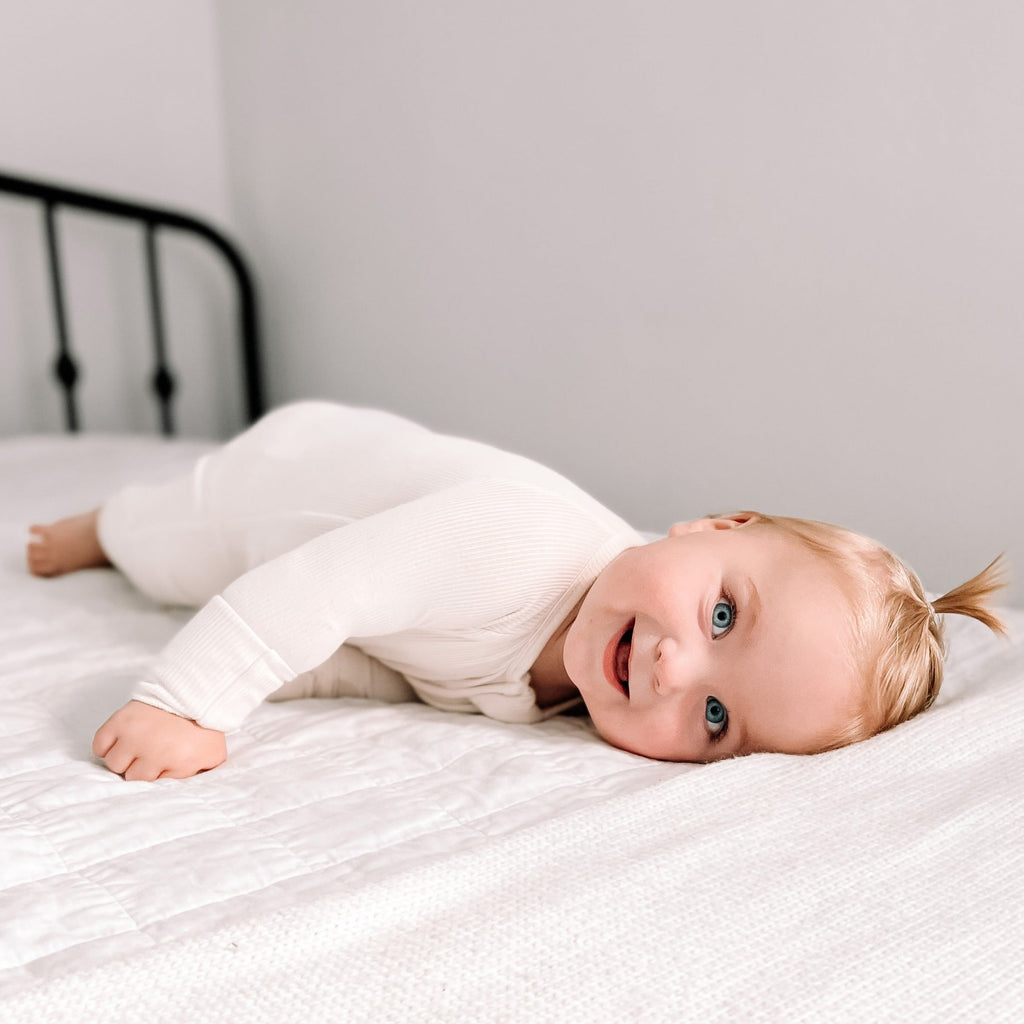 Cream Small Ribbed Zip Romper