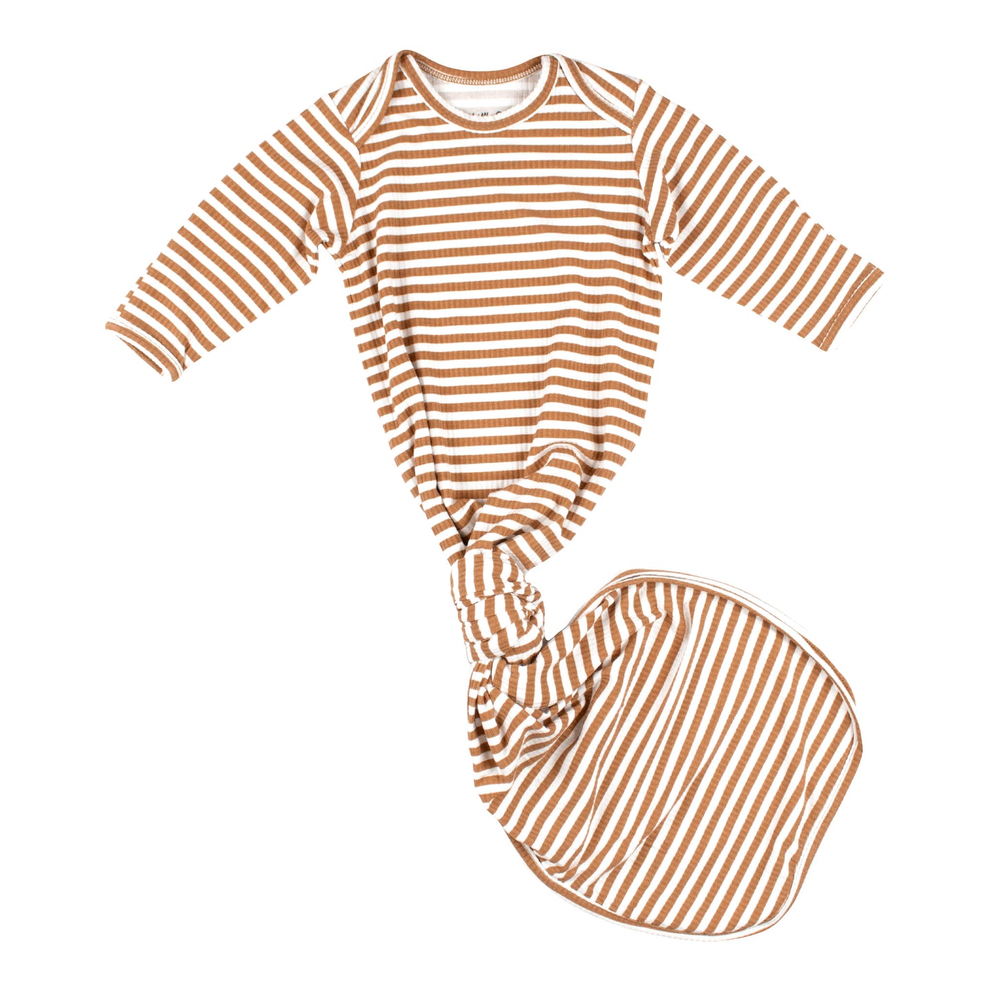 Camel Stripe Ribbed Knotted Gown