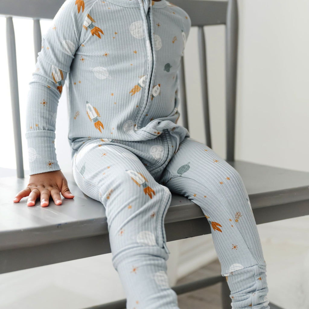 Space Explorers Small Ribbed Zip Romper