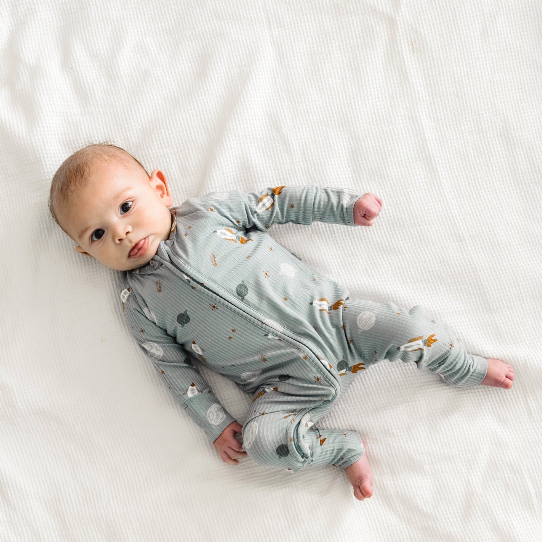 Space Explorers Small Ribbed Zip Romper