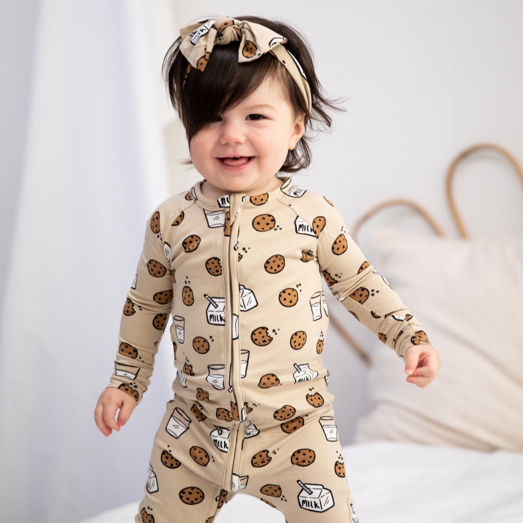 Cookies and Milk Zip Romper