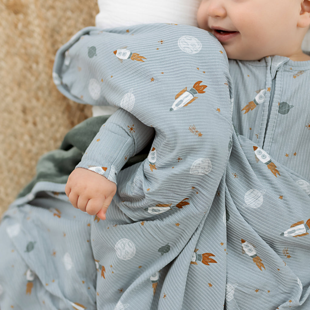 Space Explorers Small Ribbed Toddler Blanket