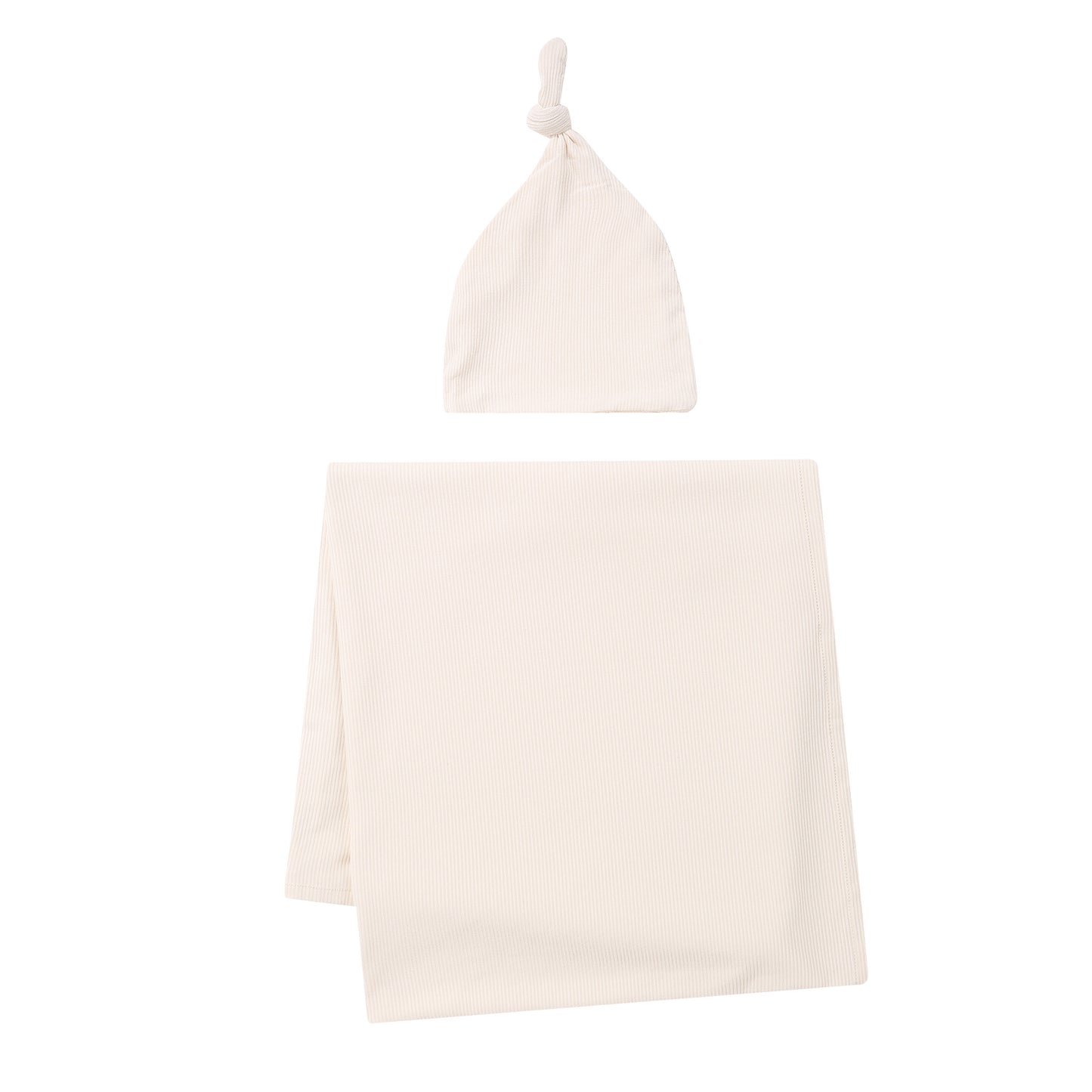Cream Small Ribbed Stretchy Swaddle Set