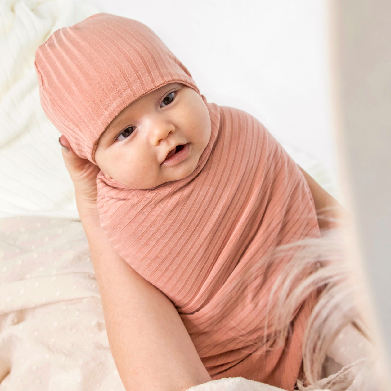 Dusty Pink Stretchy Swaddle Set