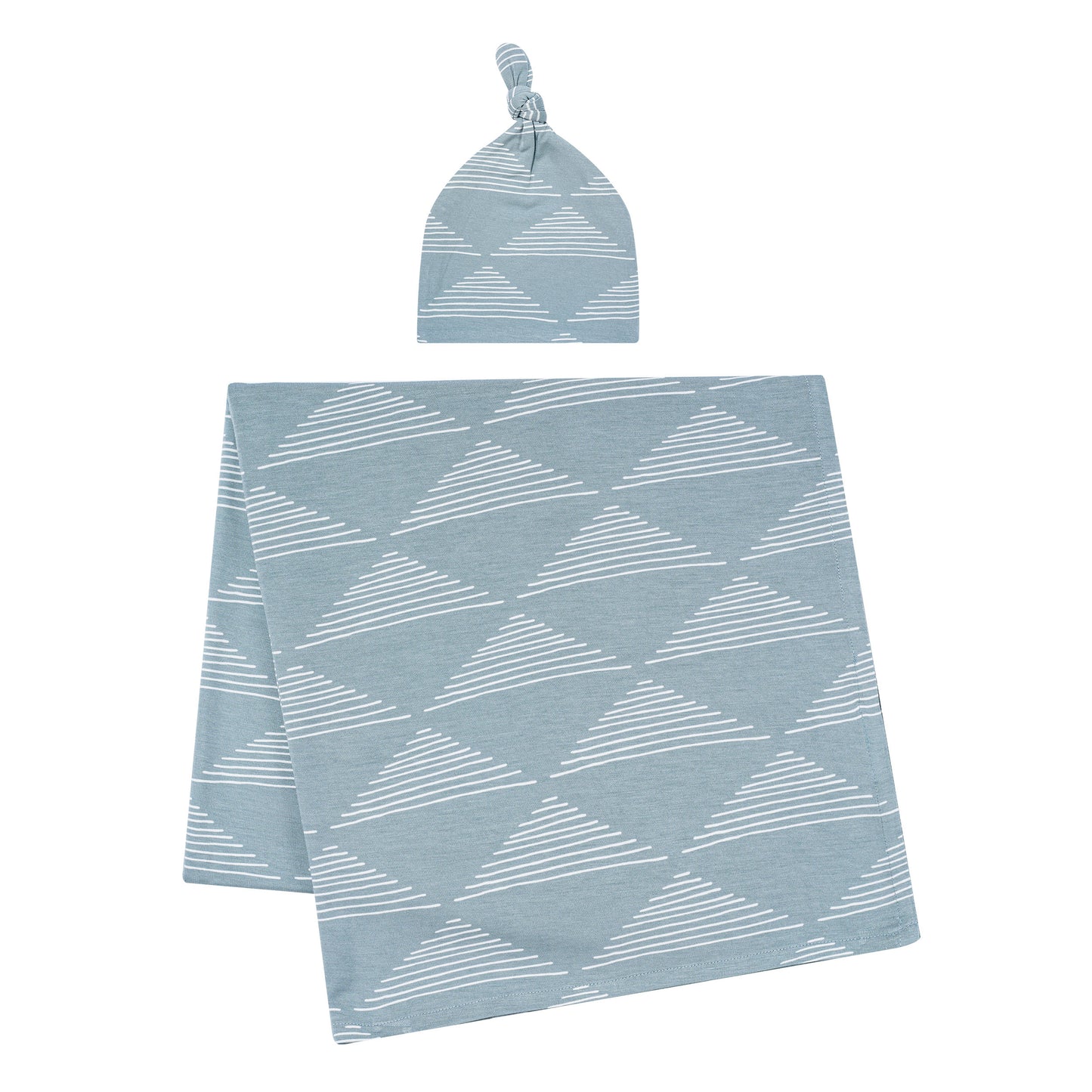 Blue Triangles Stretchy Swaddle Set