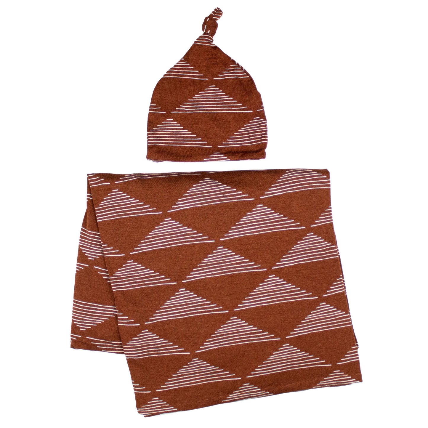 Cognac Triangles Stretchy Swaddle Set
