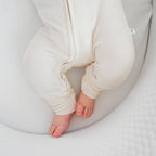 Cream Small Ribbed Zip Romper