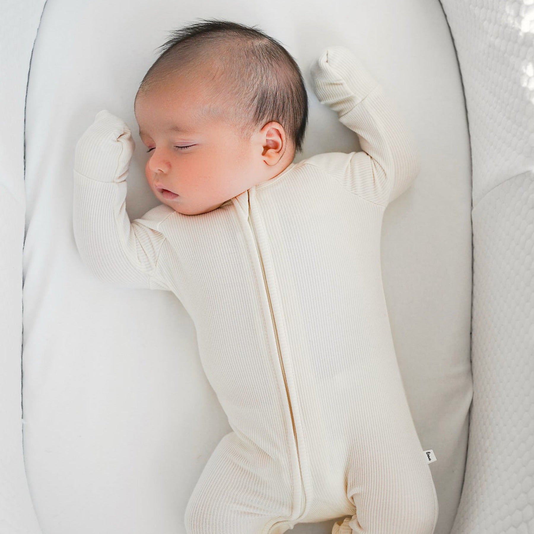 Cream Small Ribbed Zip Romper