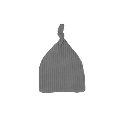 Dark Charcoal Infant Top Knot Beanie