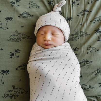 Taupe Lines & Dots Stretchy Swaddle Set