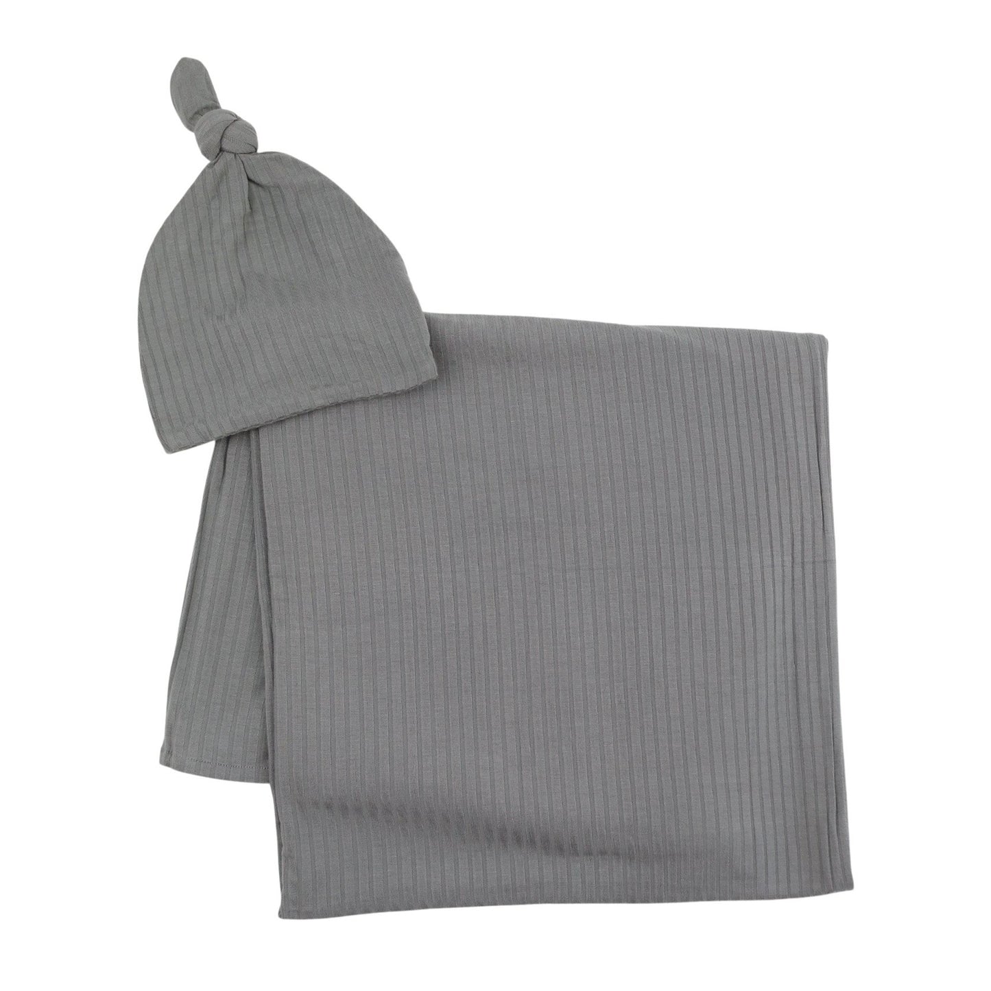 Dark Charcoal Ribbed Stretchy Swaddle Set