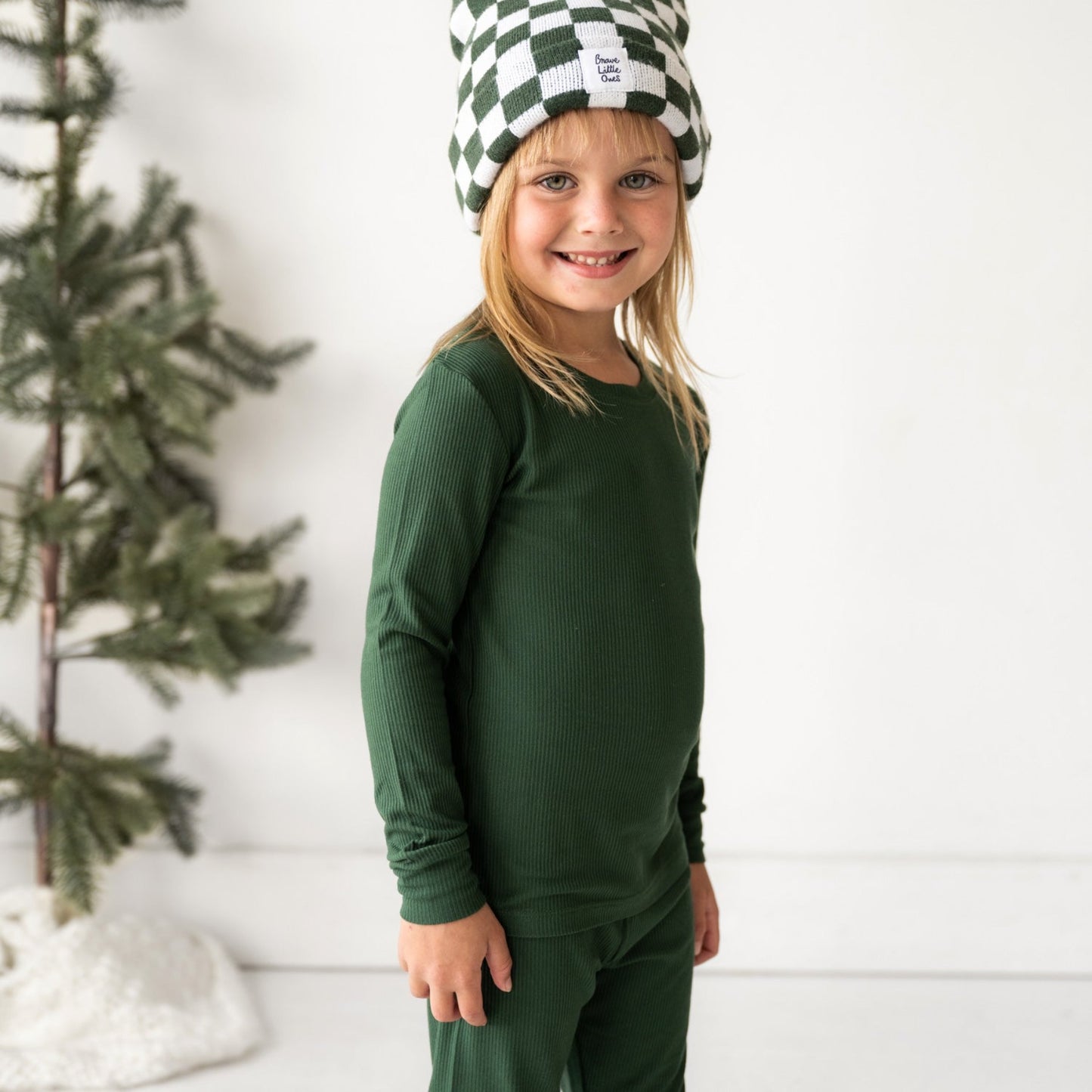 Forest Green Small Ribbed Two-Piece Set