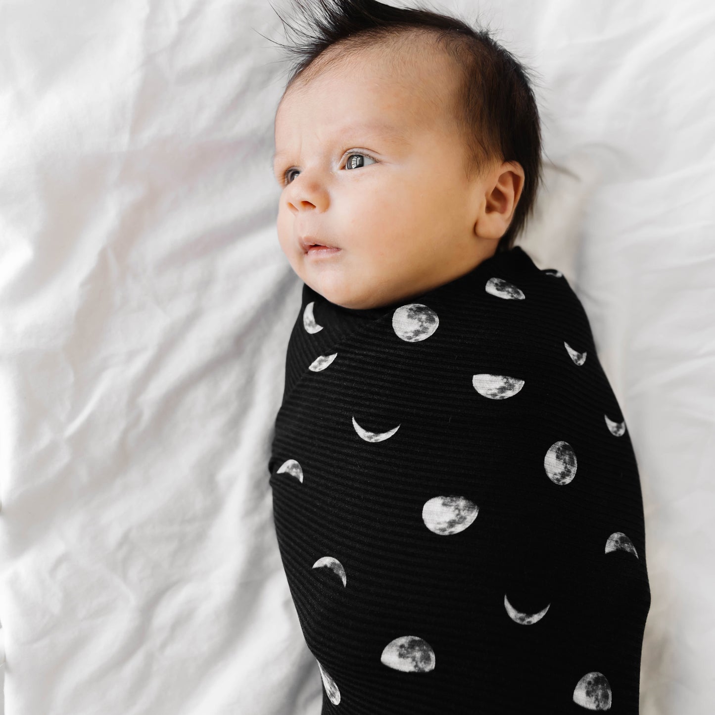 Moon Phases Small Ribbed Stretchy Swaddle Set