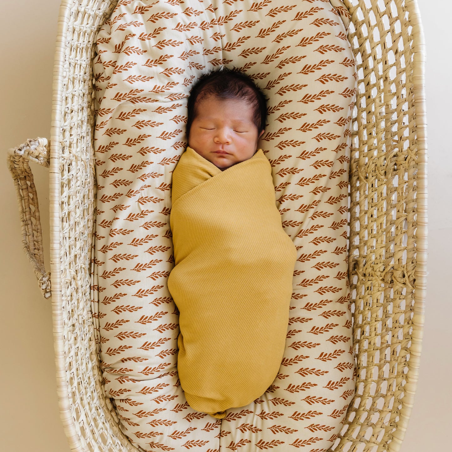 Mustard Small Ribbed Stretchy Swaddle Set