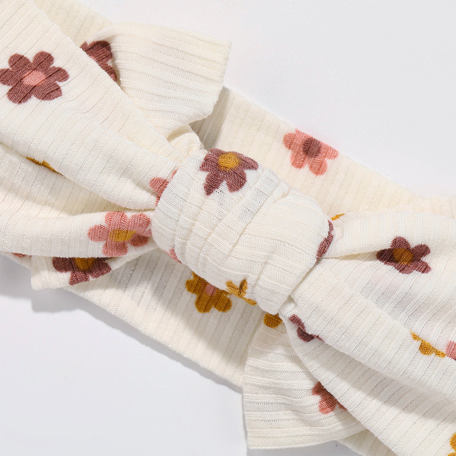 Pink Daisies Small Ribbed Bow