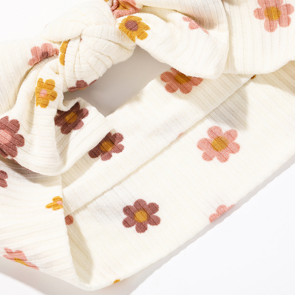 Pink Daisies Small Ribbed Bow