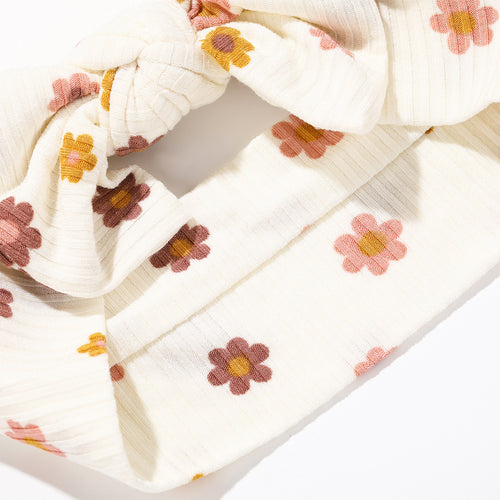 Pink Daisies Small Ribbed Bow