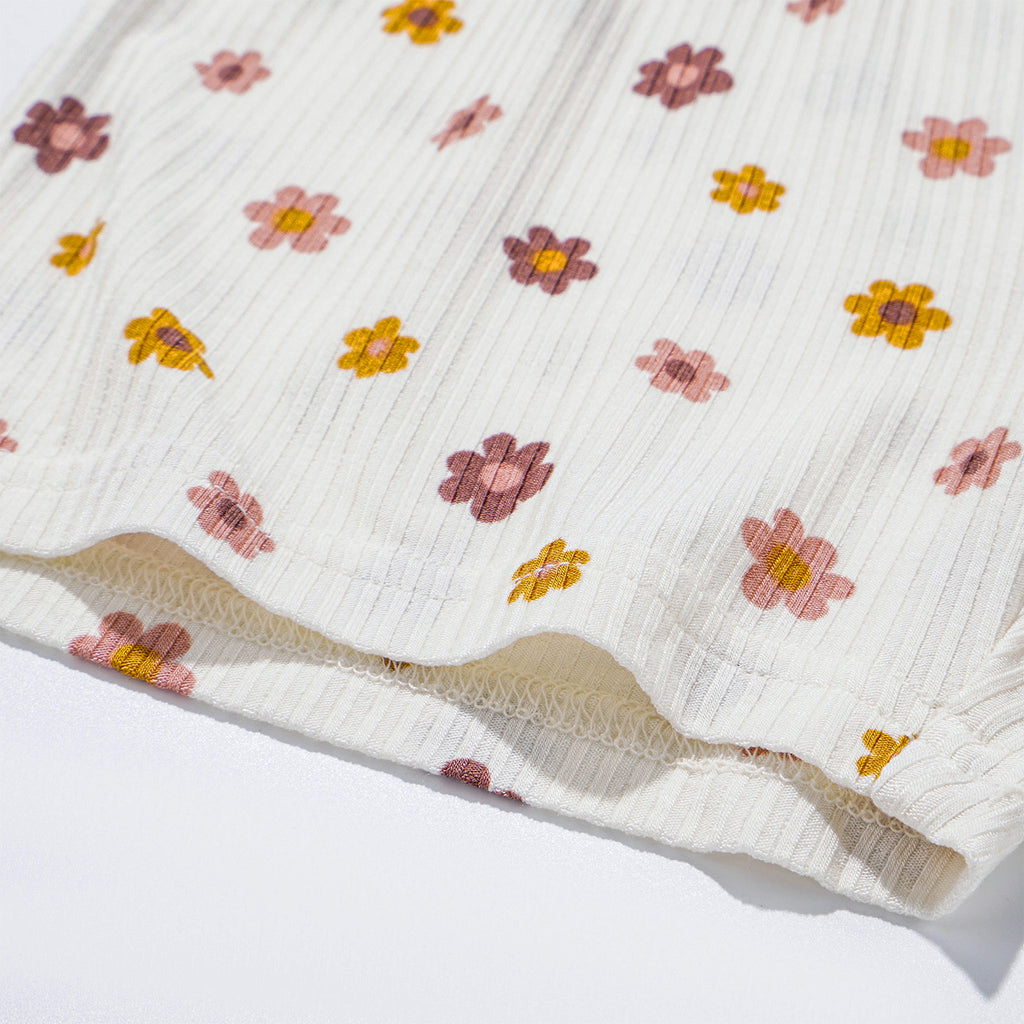 Pink Daisies Small Ribbed Two-Piece Set