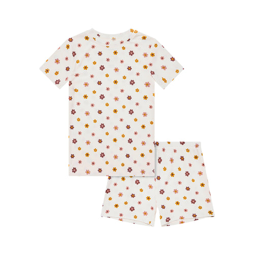 Pink Daisies Small Ribbed Shorts Two-Piece Set