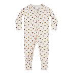 Pink Daisies Small Ribbed Zip Romper