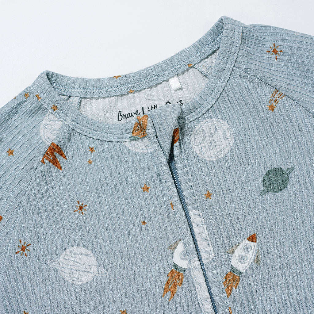 Space Explorers Small Ribbed Zip Romper