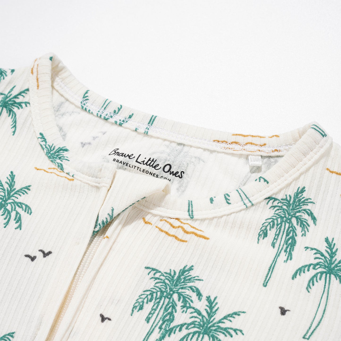 Palm Trees Small Ribbed Summer Zip Romper