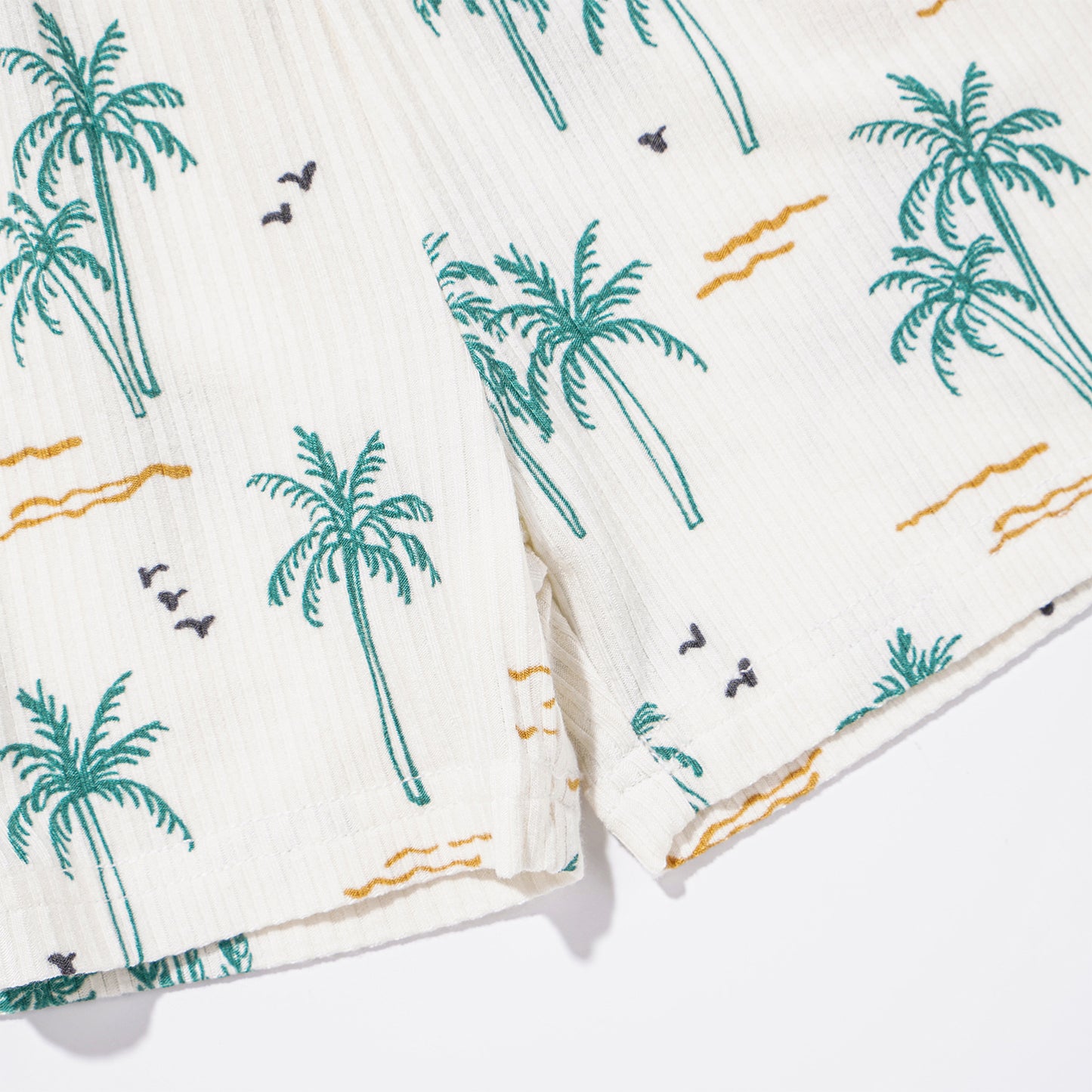 Palm Trees Small Ribbed Shorts Two-Piece Set